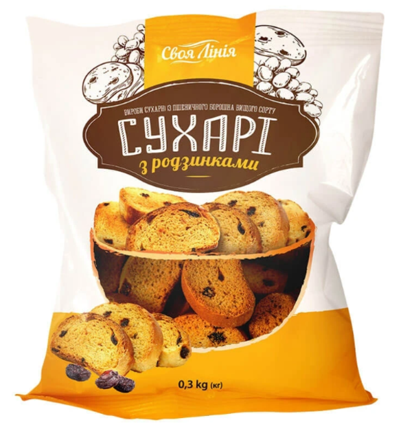 Сухарі Своя лінія з родзинками, 300г